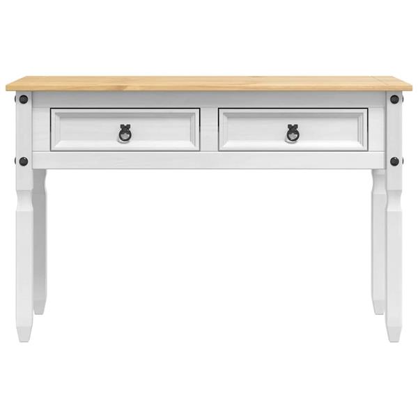 Grote foto vidaxl bijzettafel met lade wit 115 x 46 x 73 cm massief grenenhout huis en inrichting eettafels