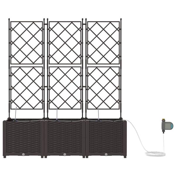 Grote foto vidaxl tuin bloempot 3 pcs bruin staal tuin en terras overige tuin en terras