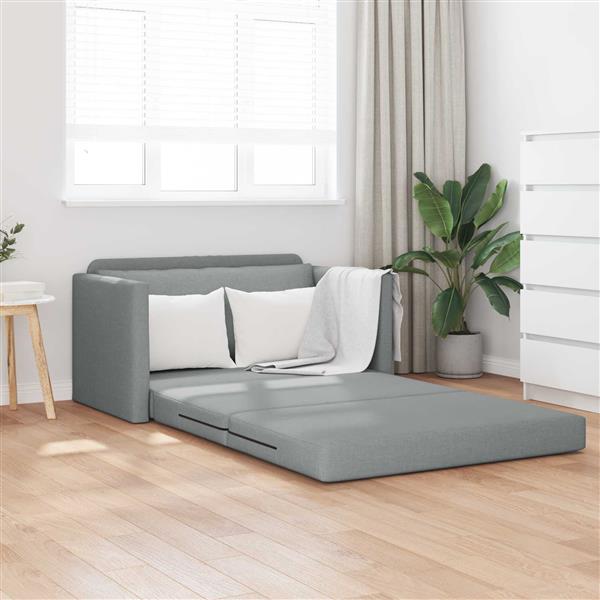 Grote foto vidaxl vouwsofa bed lichtgrijs 124 x 71 x 78 cm stof huis en inrichting bankstellen
