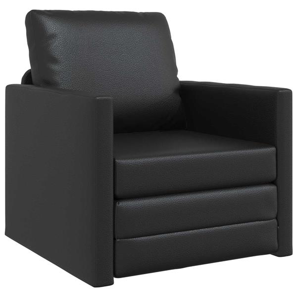Grote foto vidaxl vouwsofa bed zwart 74 x 77 x 81 cm pvc huis en inrichting bankstellen
