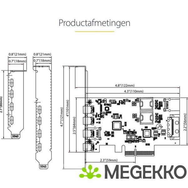 Grote foto startech.com 5 port usb pcie kaart usb 3.2 10gbps pci express kaart met 4x usb c poorten 1x usb a computers en software overige computers en software