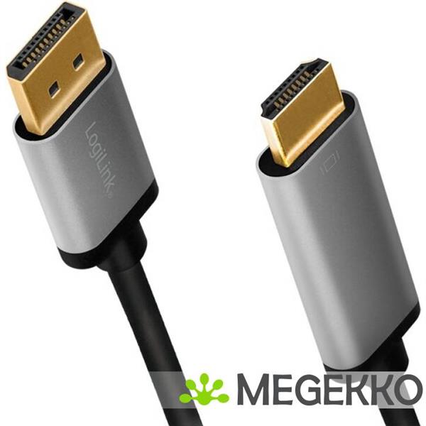 Grote foto logilink cda0107 video kabel adapter 2 m displayport hdmi zwart grijs computers en software overige computers en software