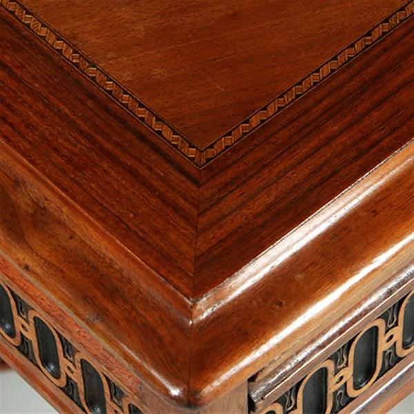 Grote foto amerikaanse bibliotheektafel met onzichtbaar vergrotingsmechaniek ook als eetkamertafel te gebruiken antiek en kunst stoelen en banken