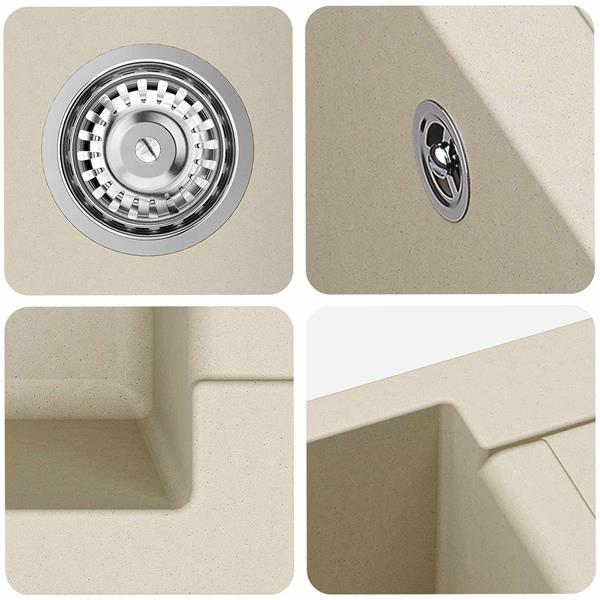 Grote foto vidaxl wasbak beige 780 x 500 mm 80 kwarts en 20 hars huis en inrichting keukens