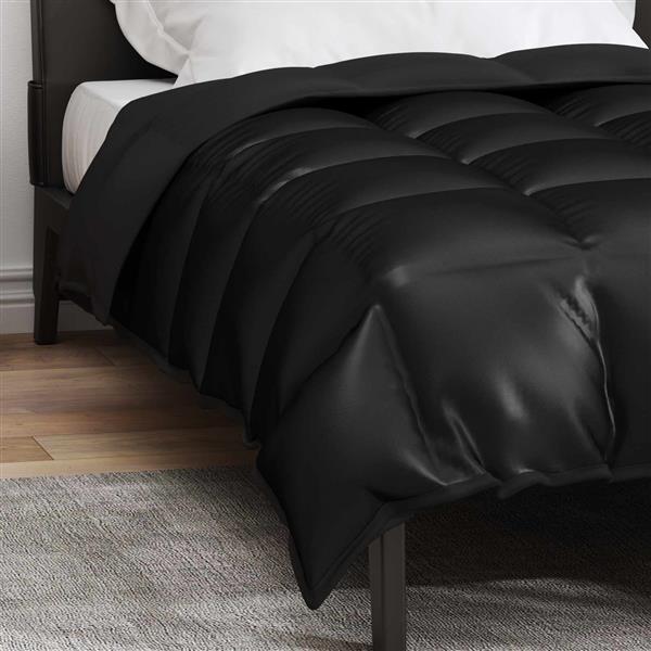 Grote foto vidaxl winter dekbed zwart 220 x 140 cm satijn en microfiber huis en inrichting bedden