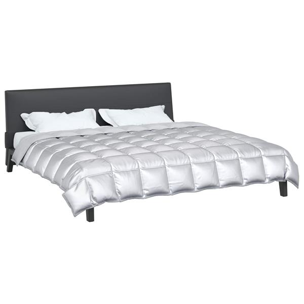 Grote foto vidaxl winter dekbed zilver 220 x 260 cm satijn en microfiber huis en inrichting bedden