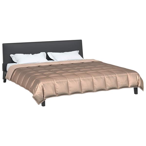 Grote foto vidaxl zomer dekbed goud 240 x 260 cm satijn en microfiber huis en inrichting bedden