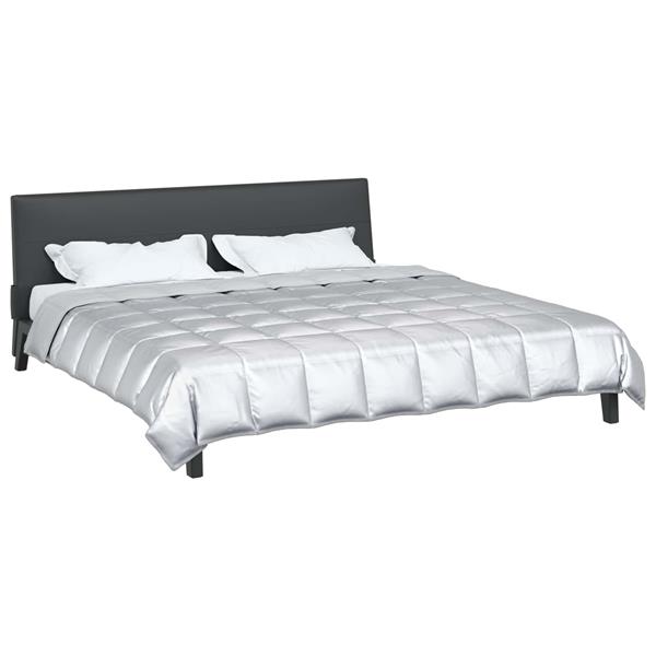 Grote foto vidaxl zomer dekbed zilver 240 x 260 cm satijn en microfiber huis en inrichting bedden