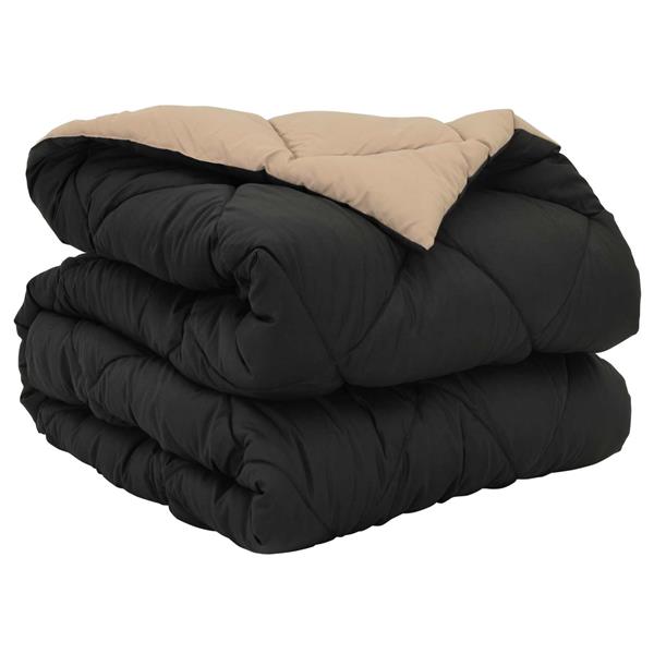 Grote foto vidaxl vol jaar dekbed zwart en taupe 220 x 140 cm microfiber huis en inrichting bedden