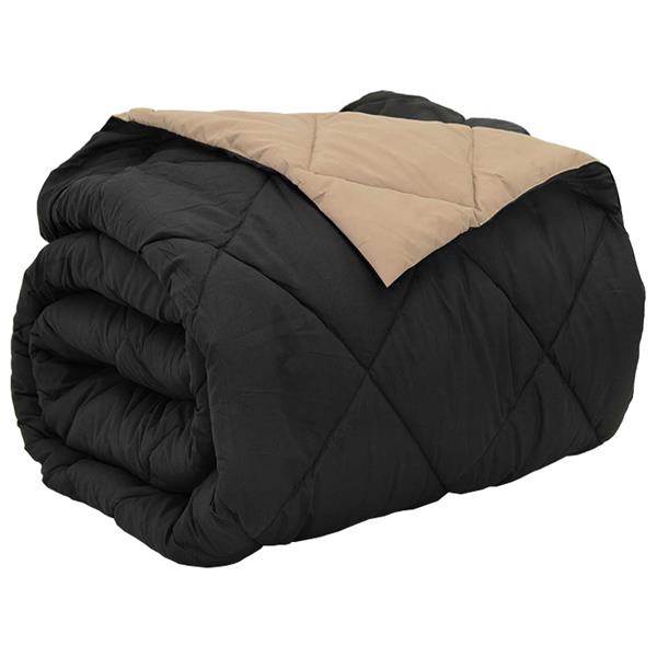 Grote foto vidaxl vol jaar dekbed zwart en taupe 200 x 200 cm microfiber huis en inrichting bedden