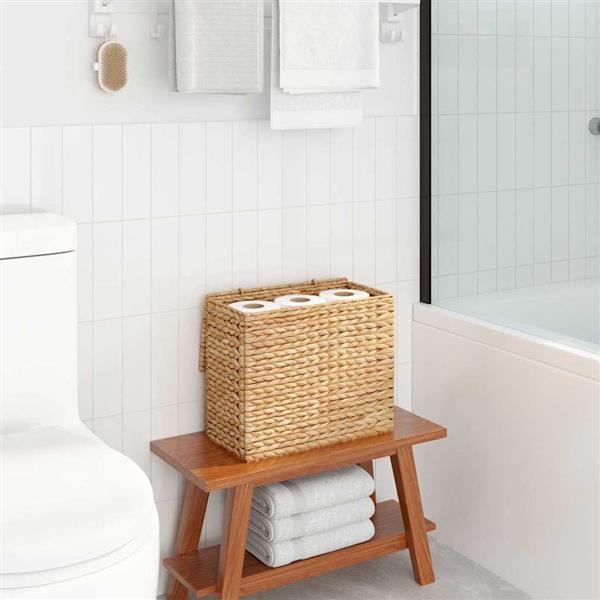 Grote foto vidaxl toiletrolhouder met opslag naturel 36 x 18 x 31 cm waterhyacint doe het zelf en verbouw materialen en producten