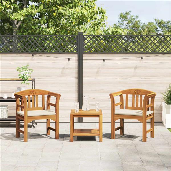 Grote foto vidaxl bank met kussen natuurlijke olie afwerking 68 5 x 46 x 82 5 cm tuin en terras tuinmeubelen