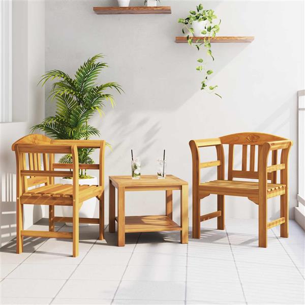 Grote foto vidaxl bank met kussen natuurlijke olie afwerking 68 5 x 46 x 82 5 cm tuin en terras tuinmeubelen