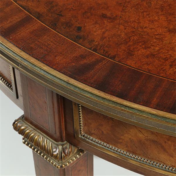 Grote foto amboina bouillotte tafel gesig. escalier de christal paris met twee laden verguld brons no.361895 antiek en kunst stoelen en banken