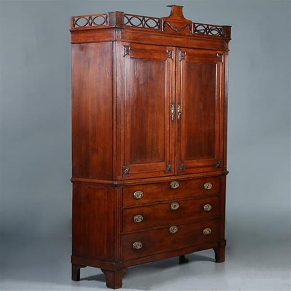 Grote foto hollands neoclassicistisch kabinet met afneembaar hekje in zeer fraaie patina ca 1800 no.892955 antiek en kunst stoelen en banken