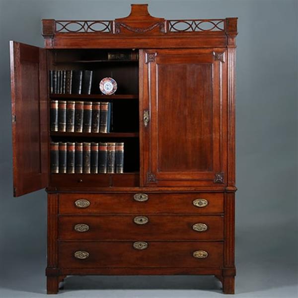 Grote foto hollands neoclassicistisch kabinet met afneembaar hekje in zeer fraaie patina ca 1800 no.892955 antiek en kunst stoelen en banken