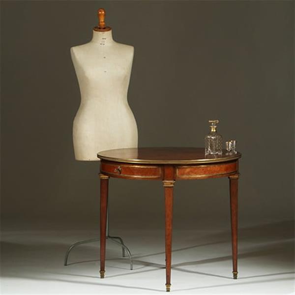 Grote foto amboina bouillotte tafel gesig. escalier de christal paris met twee laden verguld brons no.361895 antiek en kunst stoelen en banken