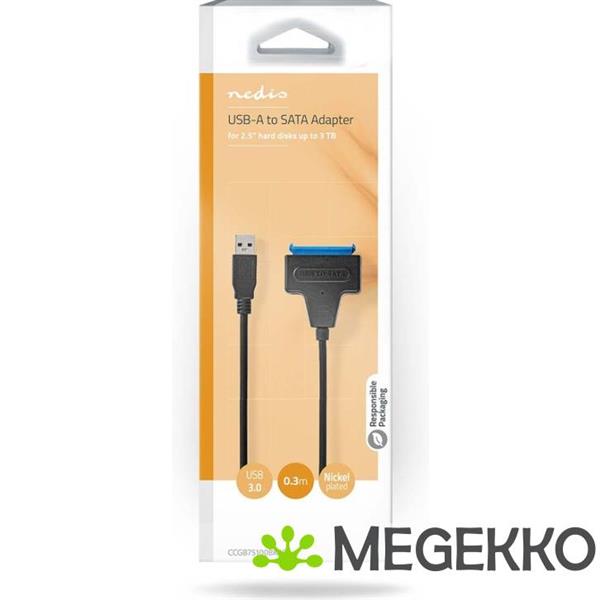Grote foto nedis hardeschijfadapter usb 3.2 gen1 2.5 sata usb gevoed computers en software overige computers en software