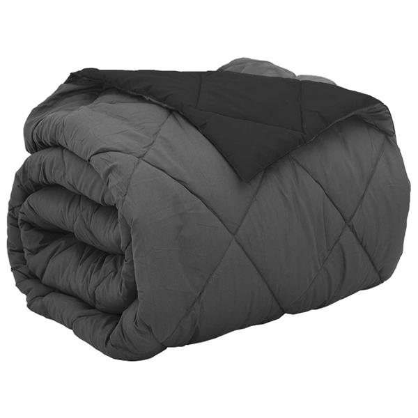 Grote foto vidaxl vol jaar dekbed zwart en anthraciet 220 x 200 cm microfiber huis en inrichting bedden