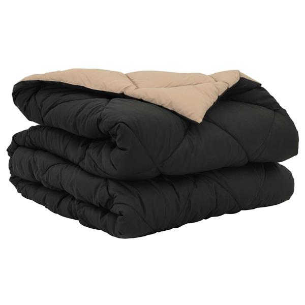 Grote foto vidaxl zomer dekbed zwart en taupe 220 x 140 cm microfiber huis en inrichting bedden