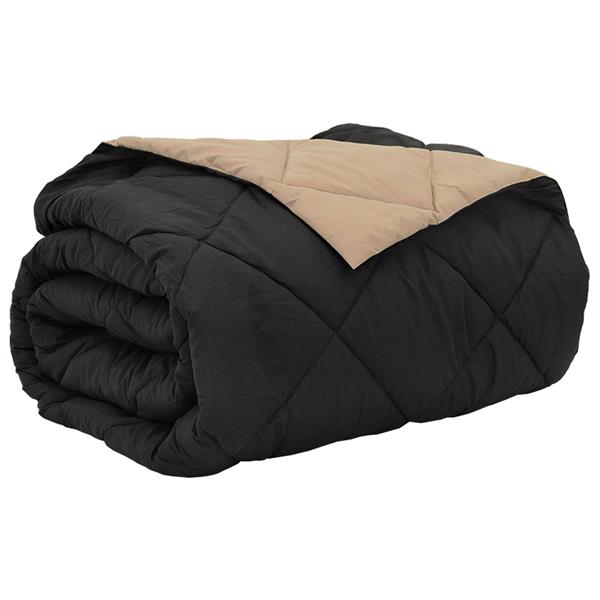 Grote foto vidaxl zomer dekbed zwart en taupe 200 x 200 cm microfiber huis en inrichting bedden