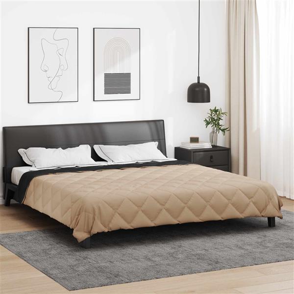 Grote foto vidaxl zomer dekbed zwart en taupe 200 x 200 cm microfiber huis en inrichting bedden