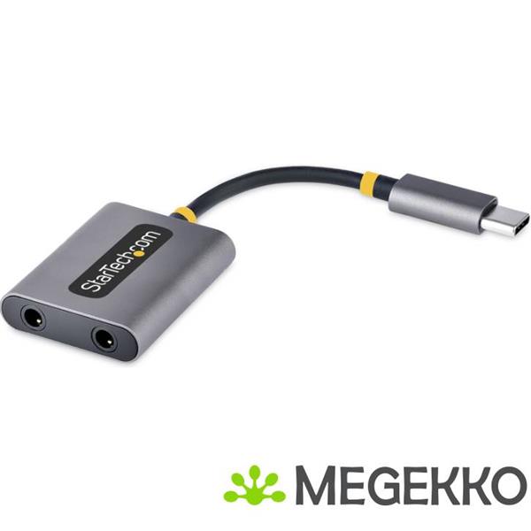 Grote foto startech.com usb c headphone splitter usb type c dual headset adapter met mic input usb c naar 3.5 computers en software overige computers en software