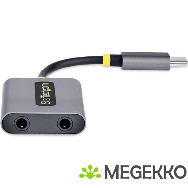 Grote foto startech.com usb c headphone splitter usb type c dual headset adapter met mic input usb c naar 3.5 computers en software overige computers en software