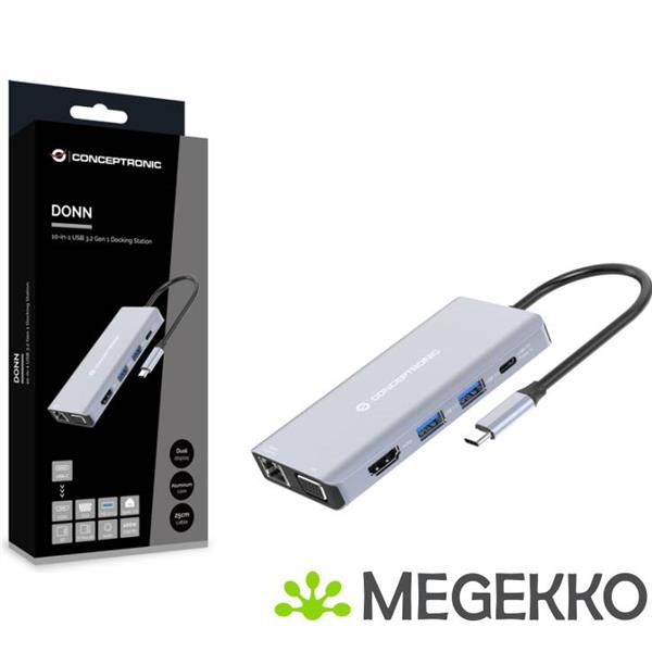 Grote foto conceptronic donn20g notebook dock poortreplicator bedraad usb 3.2 gen 1 3.1 gen 1 type c grijs computers en software overige computers en software