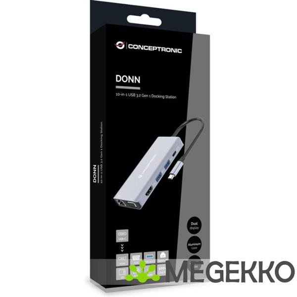 Grote foto conceptronic donn20g notebook dock poortreplicator bedraad usb 3.2 gen 1 3.1 gen 1 type c grijs computers en software overige computers en software