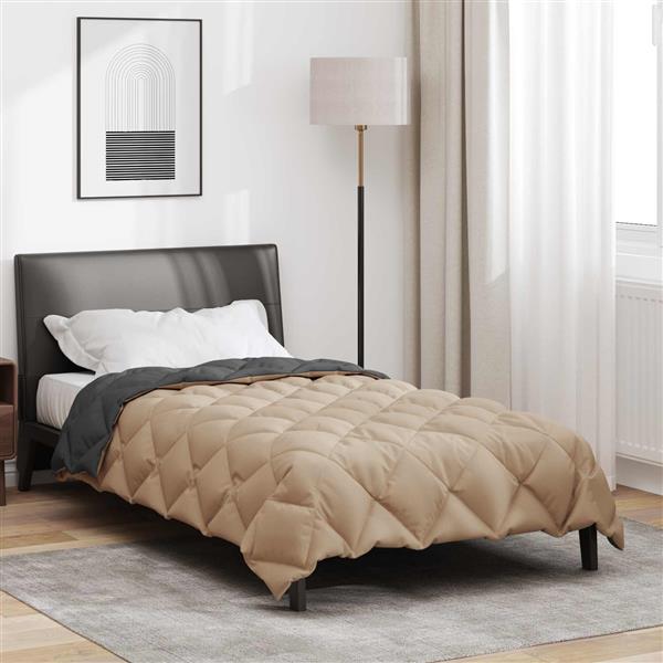 Grote foto vidaxl winter dekbed antraciet en taupe 200 x 155 cm microfiber huis en inrichting bedden
