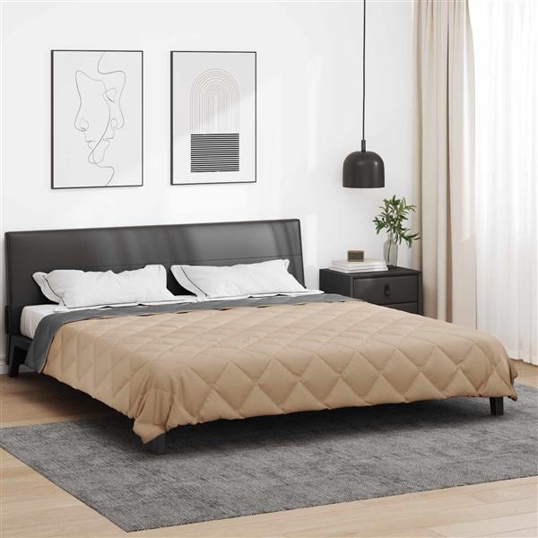 Grote foto vidaxl zomer dekbed antraciet en taupe 220 x 260 cm microfiber huis en inrichting bedden