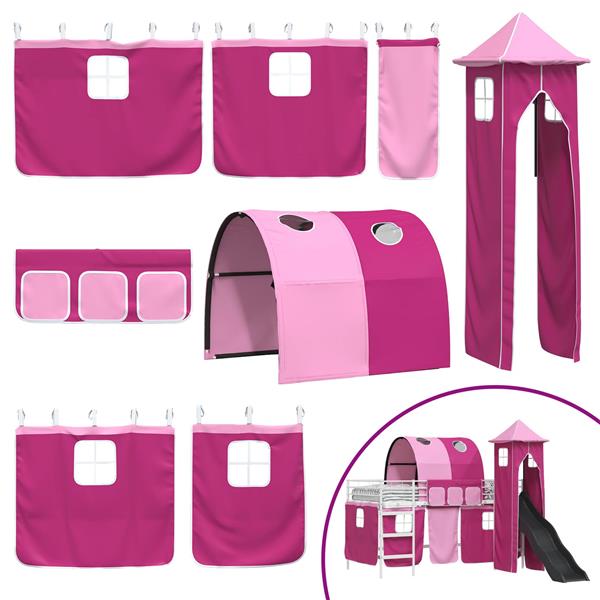 Grote foto vidaxl loftbed voor kids wit en roze 90 x 200 cm metaal antiek en kunst stoelen en banken