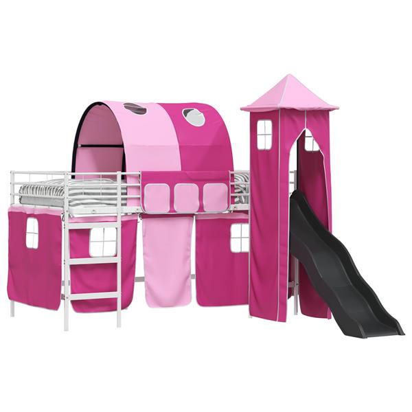 Grote foto vidaxl loftbed voor kids wit en roze 79 5 x 200 cm metaal antiek en kunst stoelen en banken