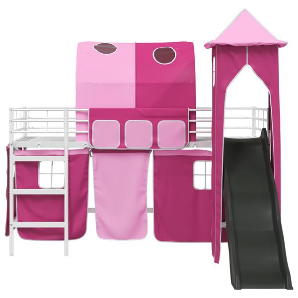 Grote foto vidaxl loftbed voor kids wit en roze 79 5 x 200 cm metaal antiek en kunst stoelen en banken
