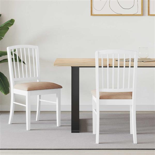 Grote foto vidaxl eettafelstoelen 2 pcs wit 50 x 52 5 x 91 cm massief rubberhout huis en inrichting stoelen