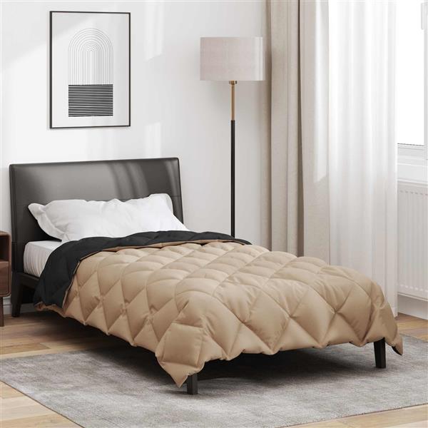Grote foto vidaxl winter dekbed zwart en taupe 200 x 155 cm microfiber huis en inrichting bedden
