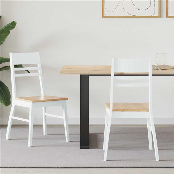 Grote foto vidaxl eettafelstoelen 2 pcs wit 43 x 54 x 89 cm massief rubberhout huis en inrichting stoelen