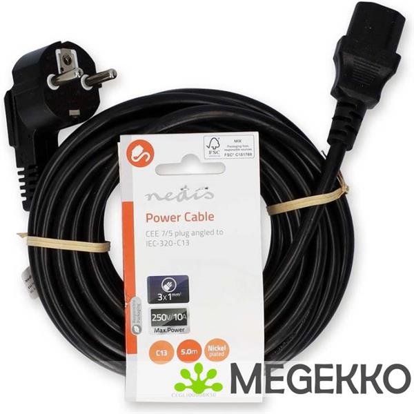 Grote foto nedis cegl10000bk50 electriciteitssnoer zwart 5 m cee7 7 c13 stekker computers en software overige computers en software