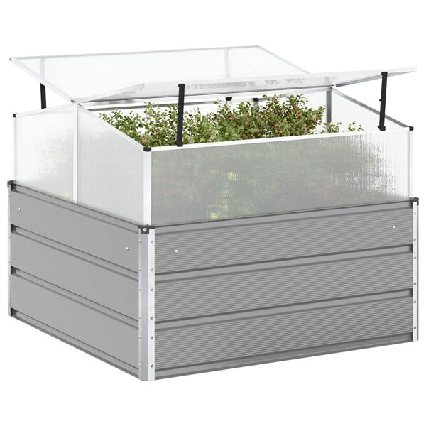 Grote foto vidaxl plantenbak lichtgrijs 100 x 100 x 77 cm gegalvaniseerd staal tuin en terras overige tuin en terras