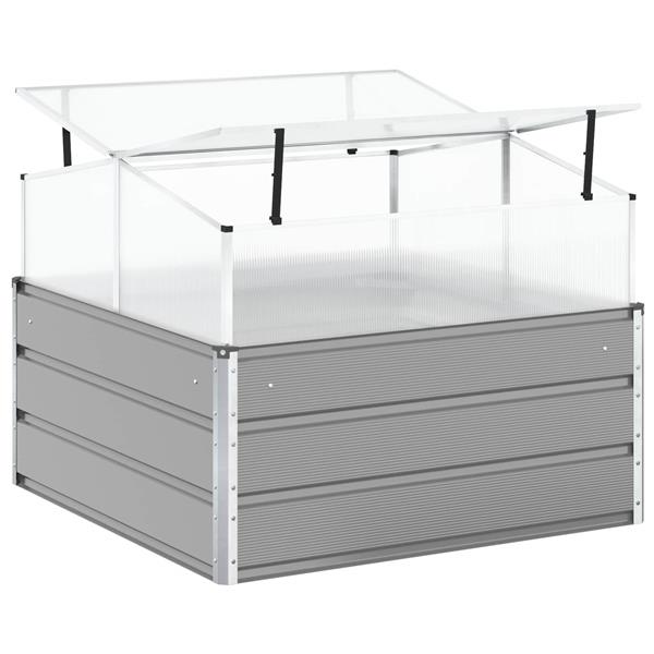 Grote foto vidaxl plantenbak lichtgrijs 100 x 100 x 77 cm gegalvaniseerd staal tuin en terras overige tuin en terras