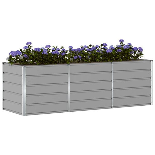 Grote foto vidaxl plantenbak lichtgrijs 240 x 80 x 75 cm staal tuin en terras overige tuin en terras