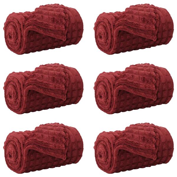 Grote foto vidaxl kleden 6 stuks bordeaux rood 240 x 220 cm fleece huis en inrichting bedden