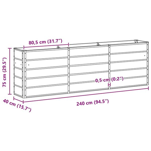 Grote foto vidaxl plantenbak groen 160 x 40 x 75 cm staal tuin en terras overige tuin en terras