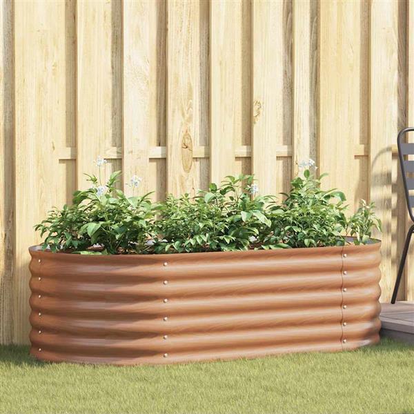 Grote foto vidaxl verhoogd bed bruin 160 x 80 x 44 cm staal tuin en terras overige tuin en terras