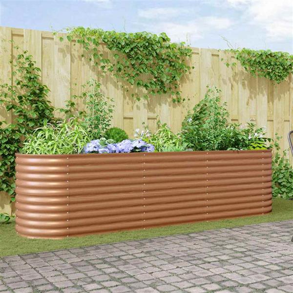 Grote foto vidaxl verhoogd bed bruin 320 x 80 x 81 cm staal tuin en terras overige tuin en terras
