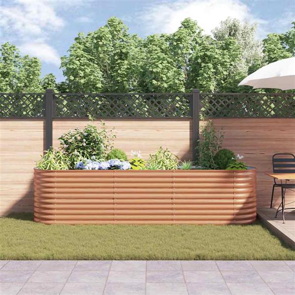 Grote foto vidaxl verhoogd bed bruin 320 x 80 x 81 cm staal tuin en terras overige tuin en terras