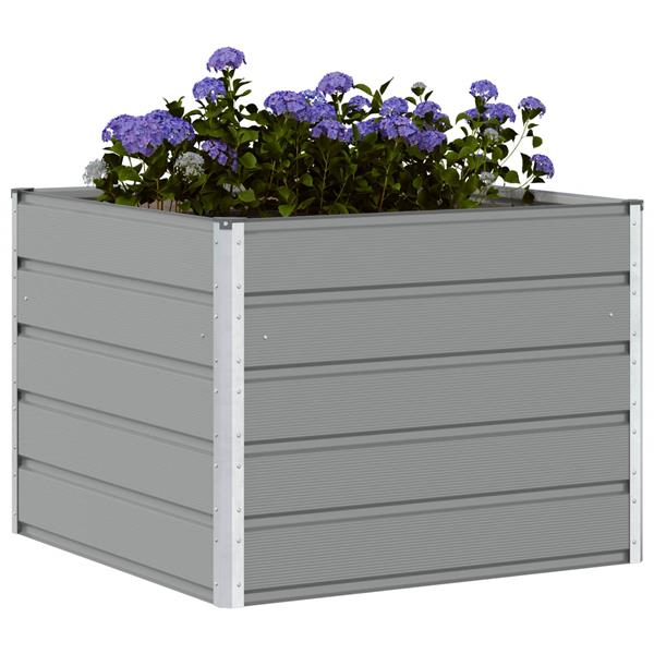 Grote foto vidaxl plantenbak lichtgrijs 100 x 100 x 75 cm staal tuin en terras overige tuin en terras