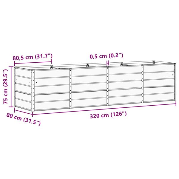 Grote foto vidaxl plantenbak ivoor 240 x 80 x 75 cm staal tuin en terras overige tuin en terras