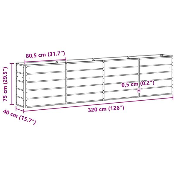 Grote foto vidaxl plantenbak ivoor 160 x 40 x 75 cm staal tuin en terras overige tuin en terras